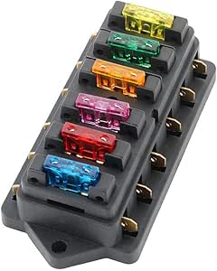 Boite de 6 fusibles auto plat sortie horizontale vis