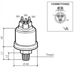 Manocontact pression huile VDO 0.8 bar M10x1 isolée de la masse