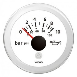 Indicateur pression huile VDO 12/24v 5bar Viewline D52mm blanc