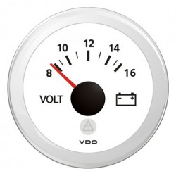 Indicateur voltmètre VDO 8/16v Viewline D52mm blanc