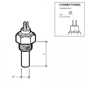 Sonde température eau VDO 150° 3/8 isolée pour 2 indicateurs