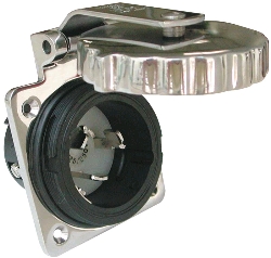 Socle mâle MARINCO 50A 125/250V 3P+T inox
