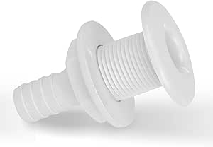 Passe-coque plat D22mm 1/2 avec embout 15mm blanc