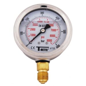Manomètre à bain de glycérine D63mm 0-10bars 1/4 radial inox