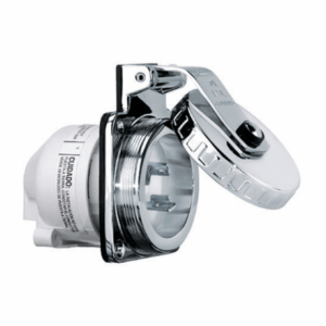 Socle mâle HUBBELL 16A 230V 2P+T inox