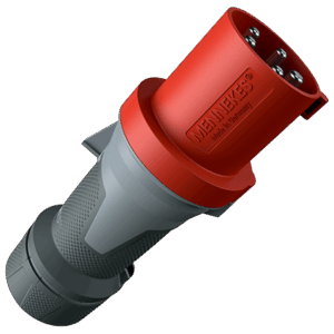 Fiche mâle MENNEKES 63A 400v 3P+T caoutchouc avec capot vissé
