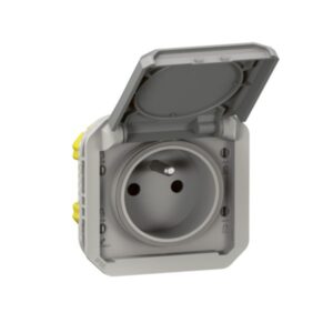 Boîtier étanche LEGRAND pour prise 10/16A 2+T gris