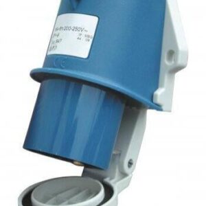 Socle inverse mâle à poser 16A 2P+T 230v avec couvercle plastique