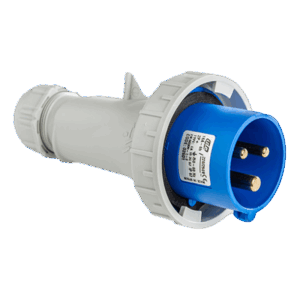Fiche mâle moulinet électrique 2P 12/24v 16A IP67