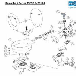 Kit réparation pompe WC JABSCO manuel pour 29090 de 98 à 2007