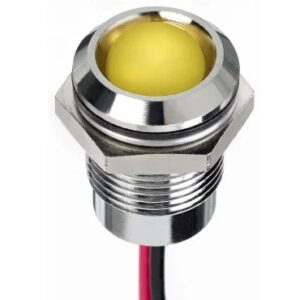 Voyant tête bombée P6mm led 24v jaune inox IP67