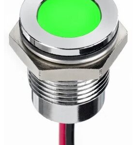 Voyant tête plate P10mm led 12v vert inox IP67