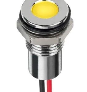 Voyant tête plate P8mm led 12v jaune inox IP67