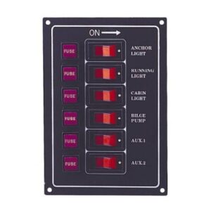 Tableau électrique alu anodisé noir 6 interrupteurs