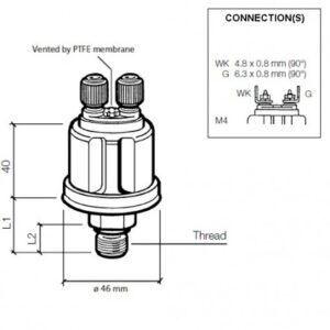 Sonde pression huile VDO 25 bars 1/8 isolée pour 1 indicateur
