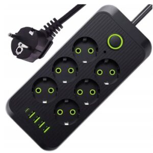 Bloc Multiprise Universelle 6 sorties + ports USB 2500W