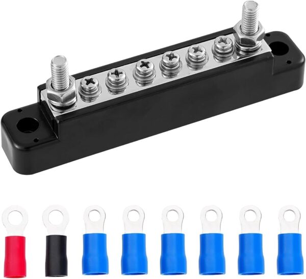 Barrette électrique 6 contacts avec couvercle 12-48v 150A