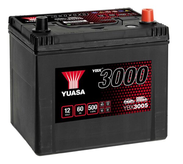 Batterie YUASA 12V 60Ah 500A +D D23 YBX3005 231 X 173 X 225