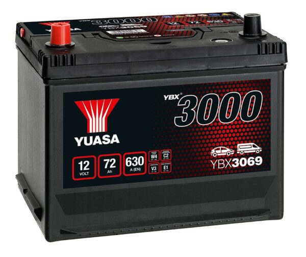 Batterie YUASA 12V 72Ah 630A +G D26X YBX3069 269 X 174 X 225