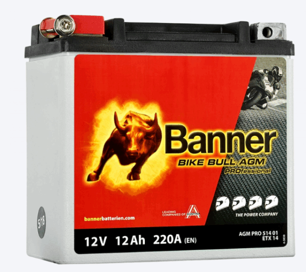Batterie BANNER ETX14 AGM 12V 12Ah 220A +G  150 X 88 X 145