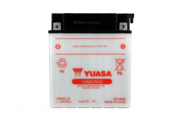 Batterie YUASA YB30CL-B 12V 30Ah 300A +D DD 168 X 132 X 192 SECHE