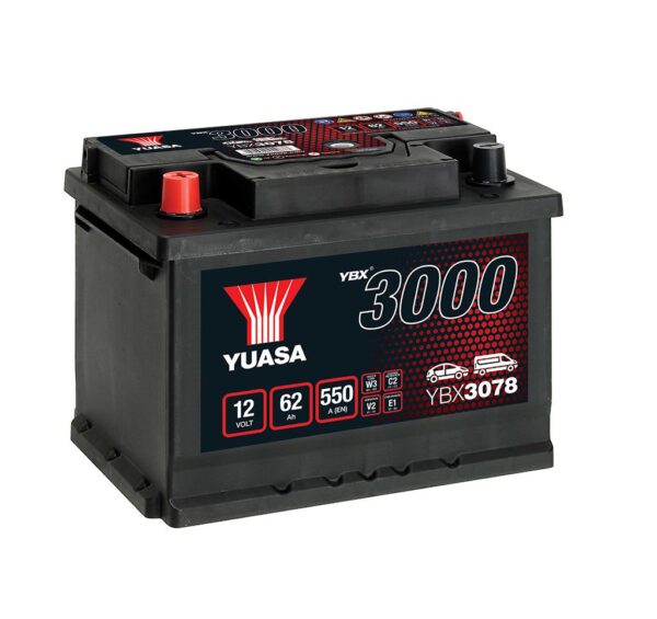Batterie YUASA  YBX3078 12V 62Ah 550A  L2 +G 242 X 175 X 190