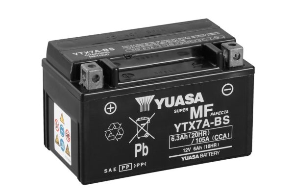 Batterie YUASA YTX7A  AGM SLA 12V 6Ah 85A +G 150 X 87 X 94 PRETE