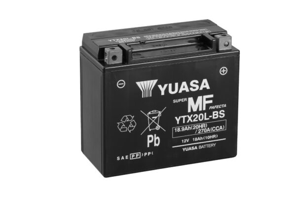 Batterie YUASA YTX20L AGM SLA 12V 18.9Ah 270A+D  175 X 87 X 155 PRETE