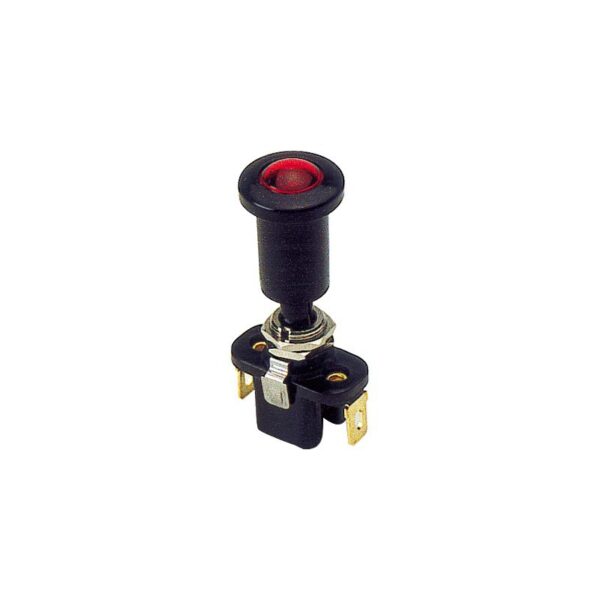 Interrupteur à tirette 12/24v 6A D12,5mm avec voyant rouge