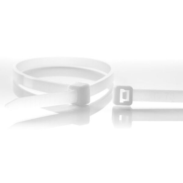Paquet de colliers rilsans 3,6x200mm blanc (100pcs)