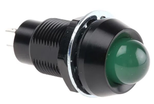 Voyant tête bombée P6mm led 24v vert noir IP67