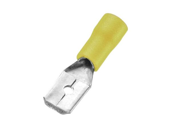 Sachet 10 cosses clips mâle 6.3mm jaune (2.5 à 6mm2)