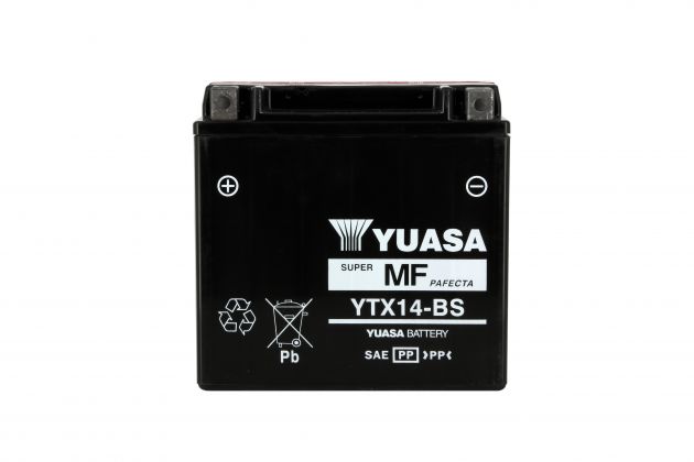 Batterie YUASA YTX14-BS AGM 12V 12Ah 200A +G 150 X 87 X 145 PACK