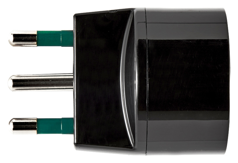 Adaptateur VIMAR 3P 6A Italie mâle / Europe femelle noire   00302