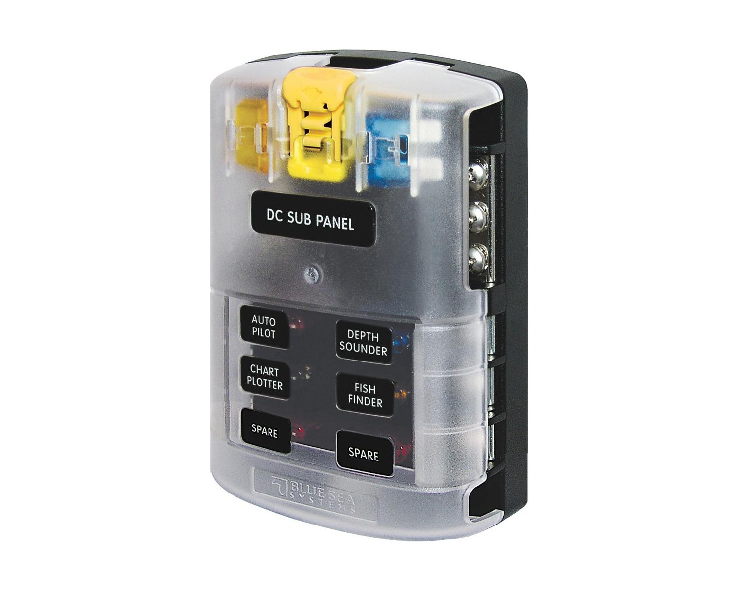 Boite à 6 fusibles languettes BLUE SEA 40A à vis + Terre