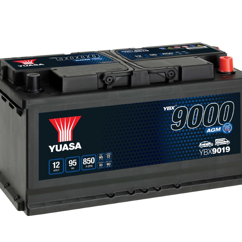 Batterie YUASA YBX9019 AGM StartStop 12V 95Ah 850A+D L5 353X175X190