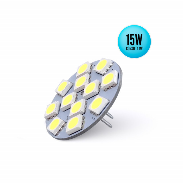 Lampe DIXPLAY9 leds 8/35v G4 blanc fr D24mm fixation latérale