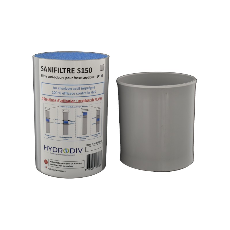 Filtre anti-odeur sortie 17/19mm L200mm avec charbon actif