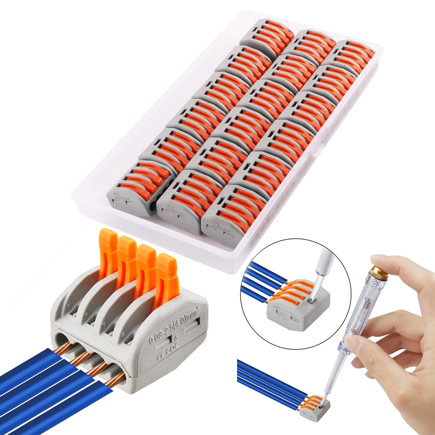 Bornier pour raccordement electrique 4 contacts 20A