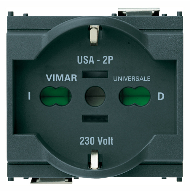 Prise VIMAR 2P+T 16A 250v Universelle grise