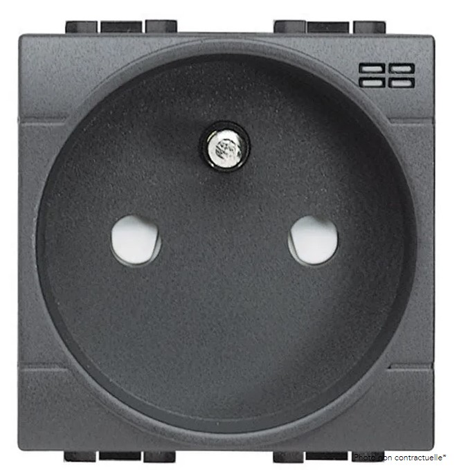 Prise BTICINO 2P+T 10/16A 250v Française living gris