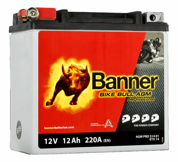 Batterie BANNER ETX14 AGM 12V 12Ah 220A +G  150 X 88 X 145