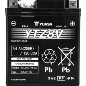 Batterie YUASA YTZ8V GTZ8V AGM 12V 7 Ah 120A +D 113 X 70 X 130 PRETE