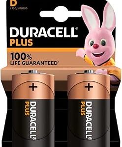 Pile DURACELL 100% Plus alcaline LR20  D x 2