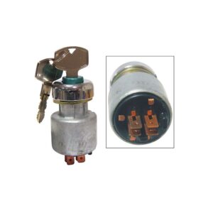 Inter à clé ON-OFF-ON-START 15A (4 contacts) laiton