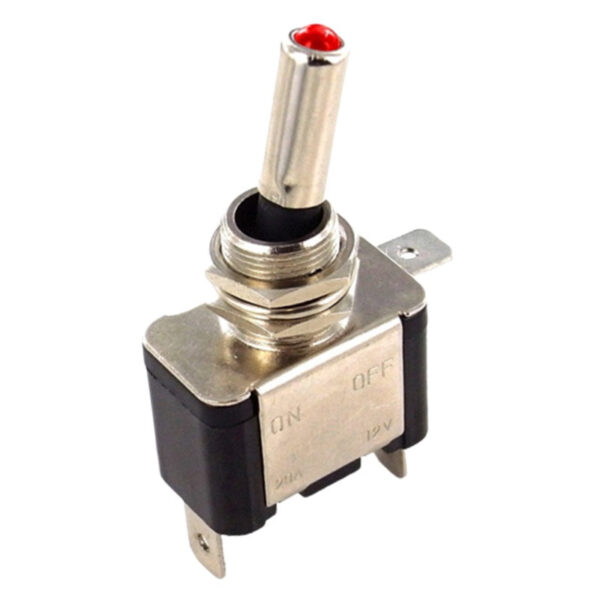 Interrupteur à levier OFF-ON 12v 25A avec voyant rouge unipolaire