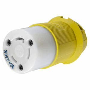 Prolongateur femelle HUBBELL 32A 230V 2P+T plastique jaune