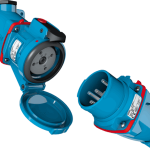 Connecteur MARECHAL poly bleu + boîtier IP55 1P+N+T 20A 250V