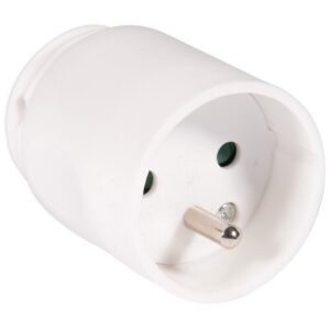 Fiche femelle 10/16A 2P+T avec poignée blanche