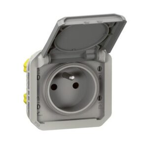 Prise LEGRAND 10/16A 2+T pour boîtier étanche gris